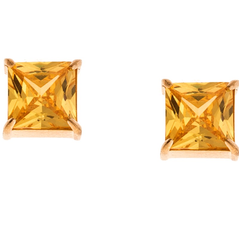 Σκουλαρίκια Γυναικεία SENZA Με Κίτρινη Πέτρα από Επιχρυσωμένο Ατσάλι