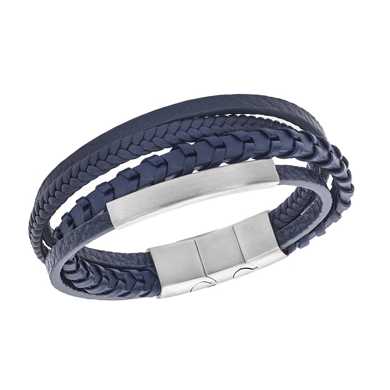 Βραχιόλι Senza Men's Steel Blue Leather Strap