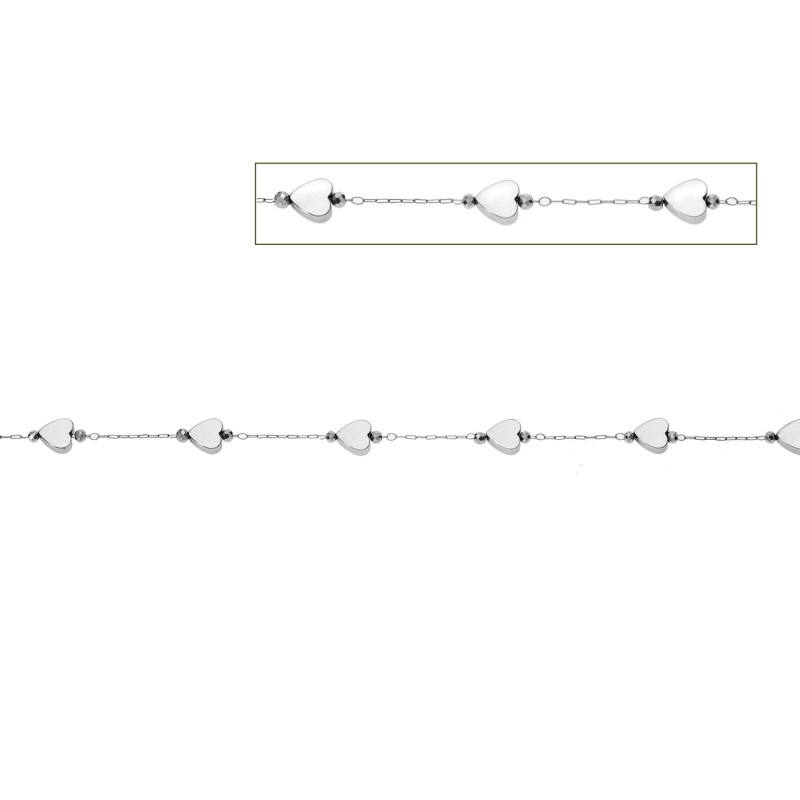 Καδένα Senza Stainless Steel με Καρδούλες 1 Μέτρο