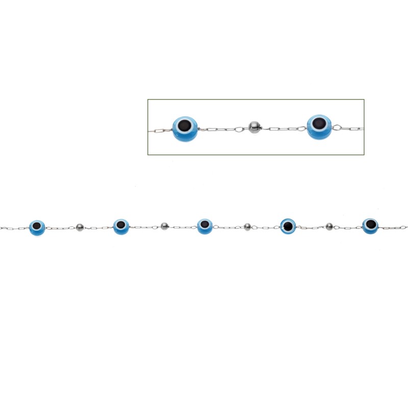 Καδένα Senza Stainless Steel με Γαλάζια Ματάκια 1 Μέτρο
