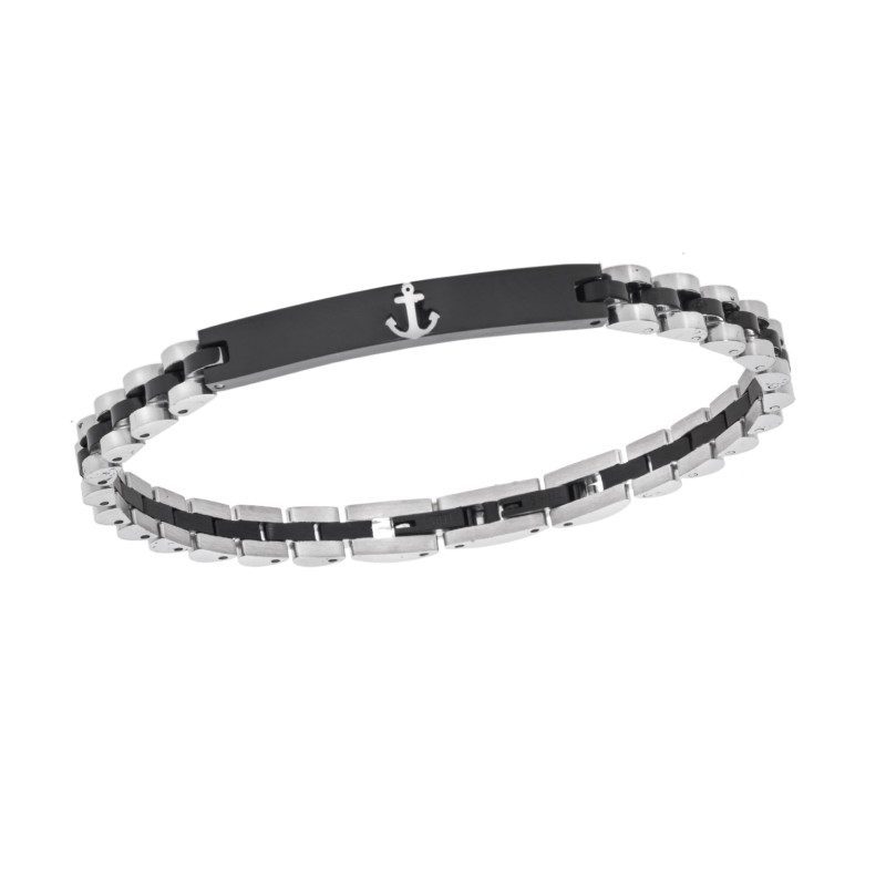 Βραχιόλι Senza Men's Stainless Steel Black Anchor
