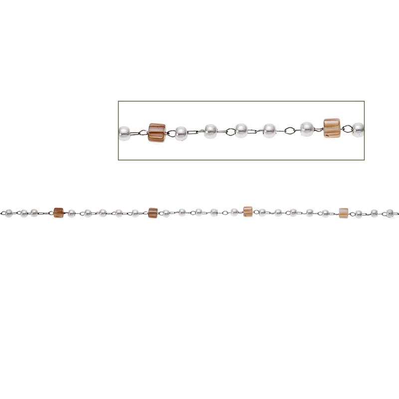 Καδένα Senza Stainless Steel με Πέρλες 1 Μέτρο