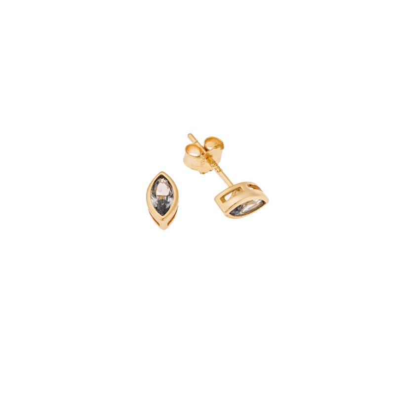 Σκουλαρίκια SENZA κίτρινο επιχρυσωμένο ασήμι 925, φύλλο με aquamarine ζιργκόν