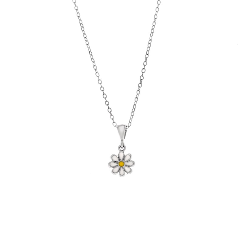 Μενταγιόν Senza από ασήμι 925, με μαργαρίτα