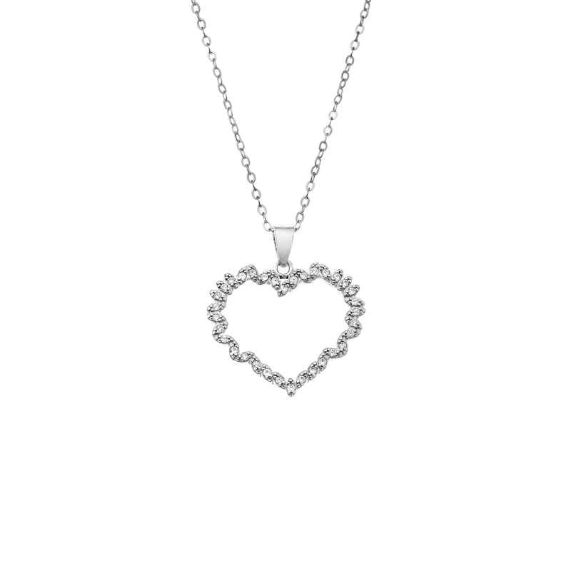 Μενταγιόν Senza από ασήμι 925, Περίγραμμα Καρδιάς