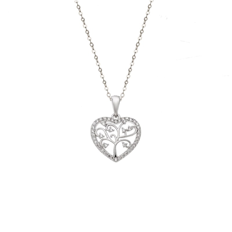 Μενταγιόν Senza από ασήμι 925, Καρδιά με Ζιργκόν