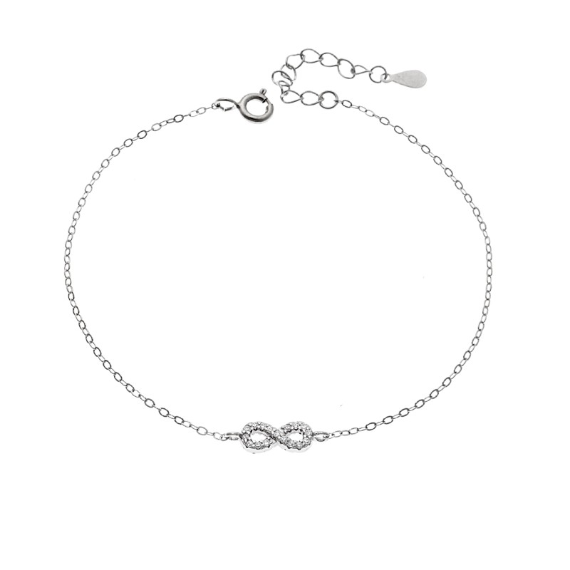 Βραχιόλι SENZA Άπειρο Rhodium Plated Ασήμι 925 Double Face Τurquoise