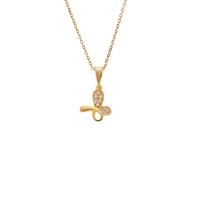 Κολιέ SENZA Πεταλούδα Gold Plated Ασήμι 925