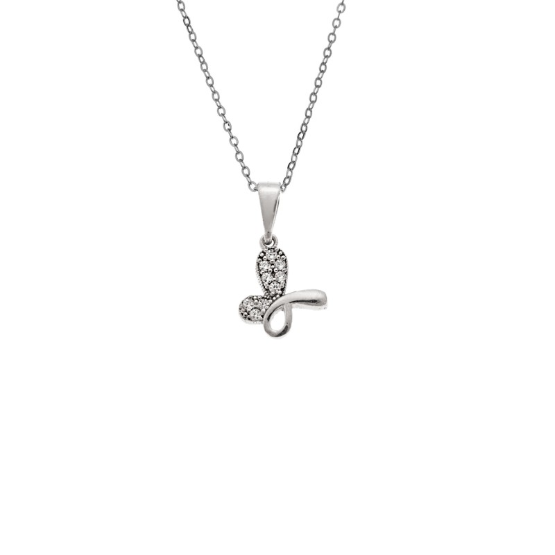 Κολιέ SENZA Πεταλούδα Rhodium Plated Ασήμι 925