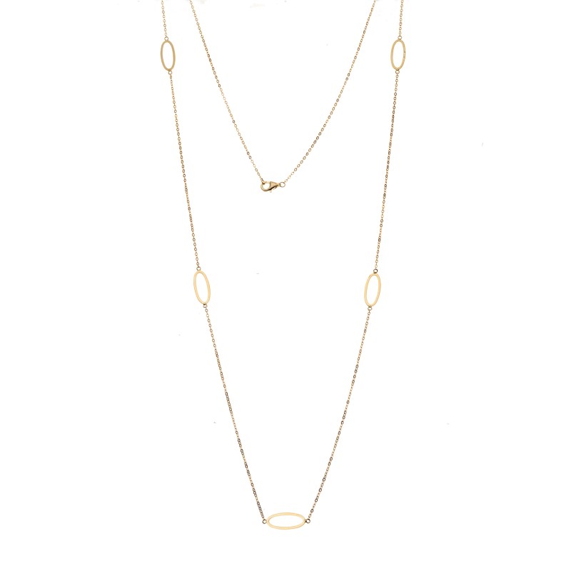 Κολιέ Μακρύ SENZA Επιχρυσωμένο Ασήμι 925 Οβάλ