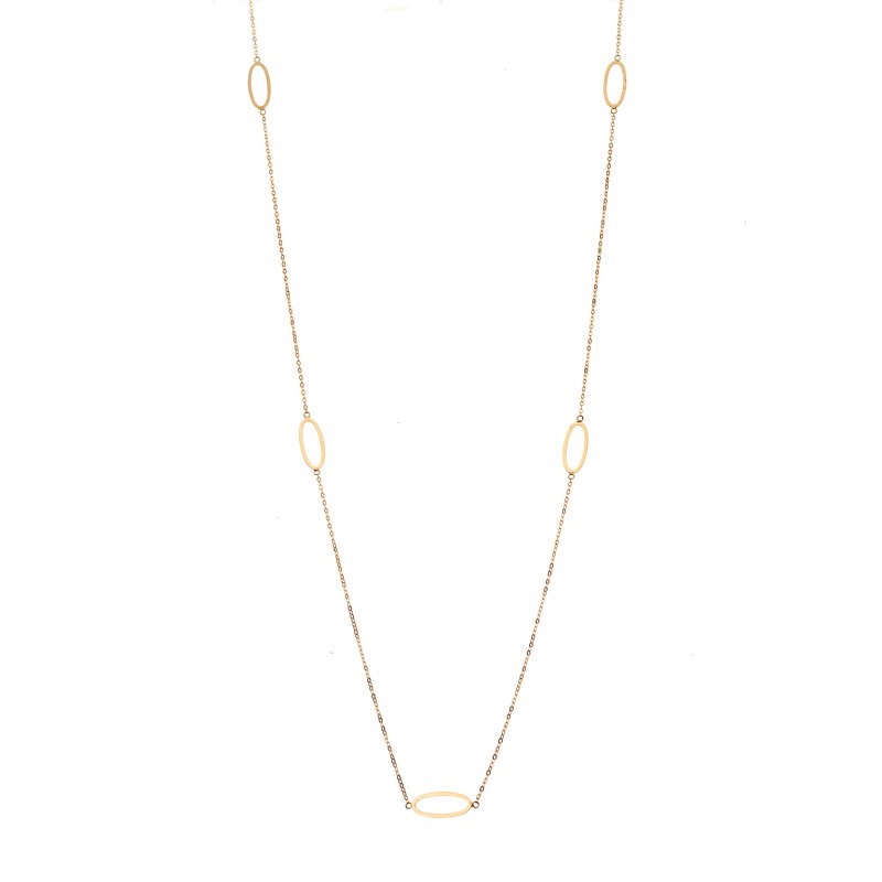 Κολιέ Μακρύ SENZA Επιχρυσωμένο Ασήμι 925 Οβάλ