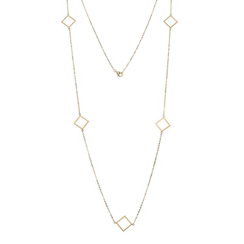 Κολιέ Μακρύ SENZA Επιχρυσωμένο Ασήμι 925 Ρόμβος