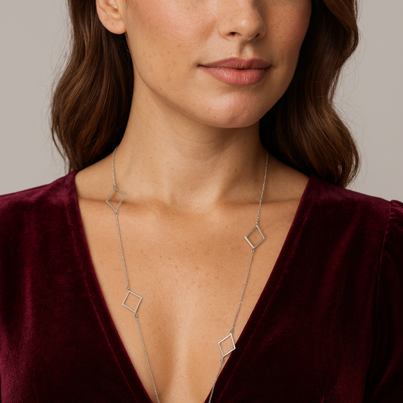 Κολιέ Μακρύ SENZA Ασήμι 925 Διαμάντι