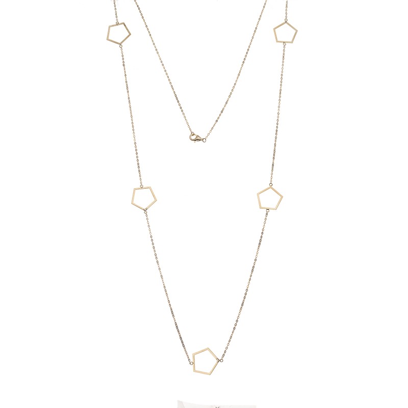 Κολιέ Μακρύ SENZA Επιχρυσωμένο Ασήμι 925 Πολύγωνο