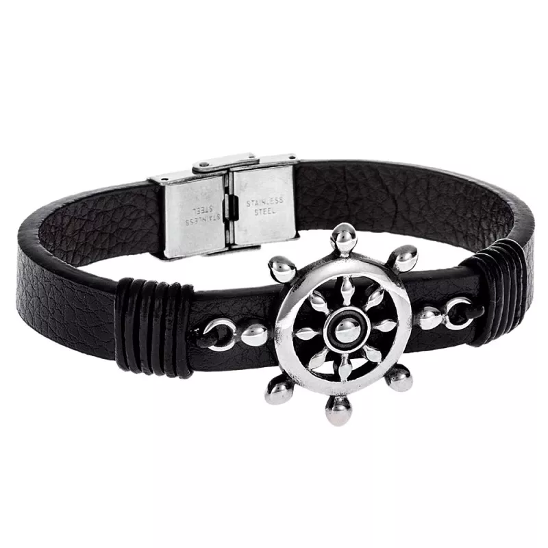 Βραχιόλι Senza Men's Steel Leather Strap