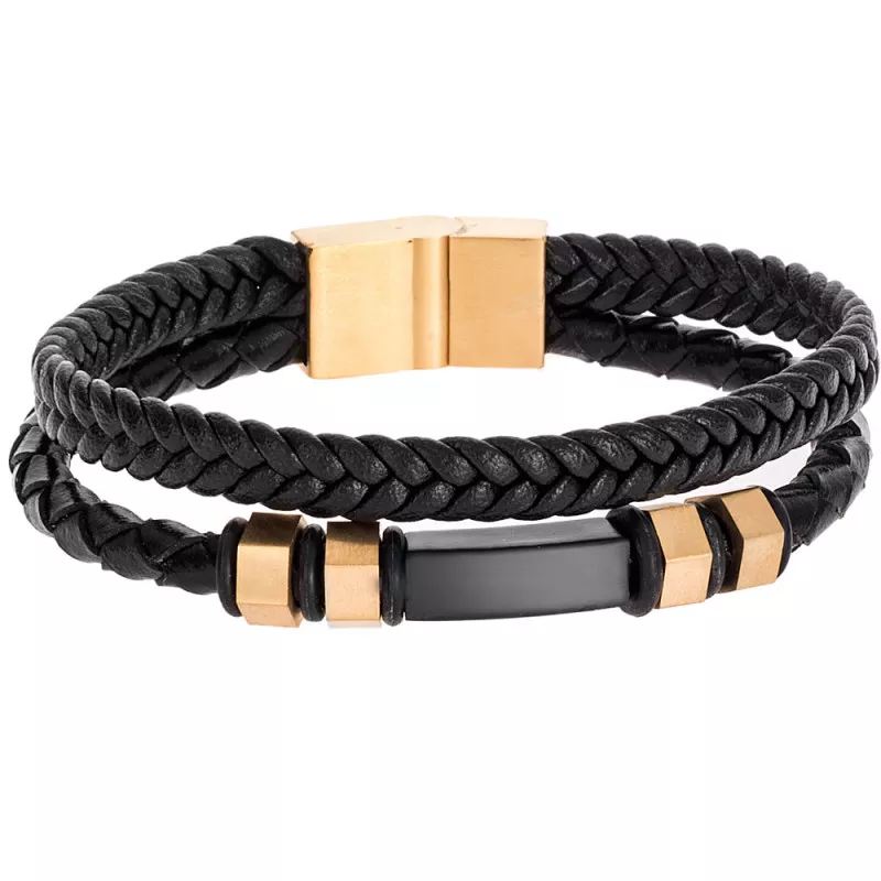 Βραχιόλι Senza Men's Steel Leather Strap