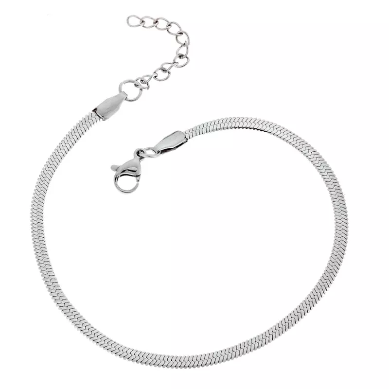 Αλυσίδα Ποδιού Φίδι SΕΝΖΑ Silver Stainless Steel 4mm-19+3cm Extension