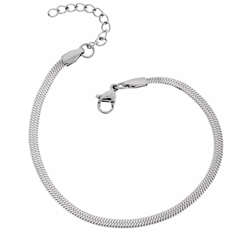 Αλυσίδα Χεριού Φίδι SΕΝΖΑ Silver Stainless Steel 4mm-17+3cm Extension