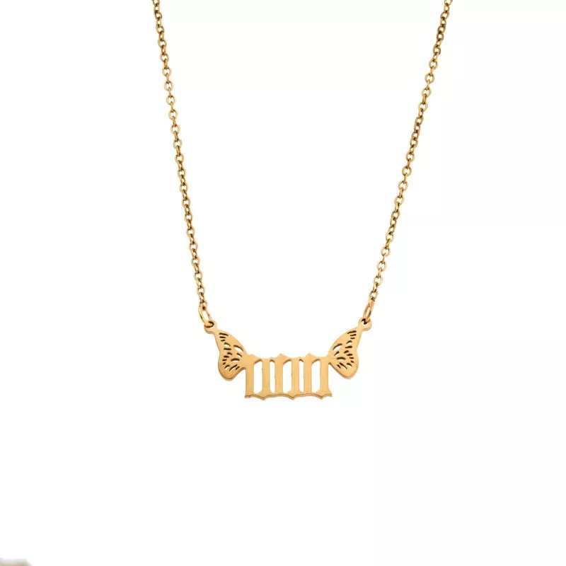 Κολιέ Senza Stainless Steel Gold Plated, Angel Numbers