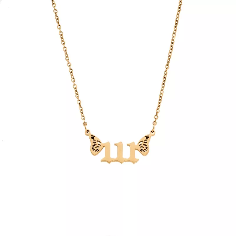 Κολιέ Senza Stainless Steel Gold Plated, Angel Numbers