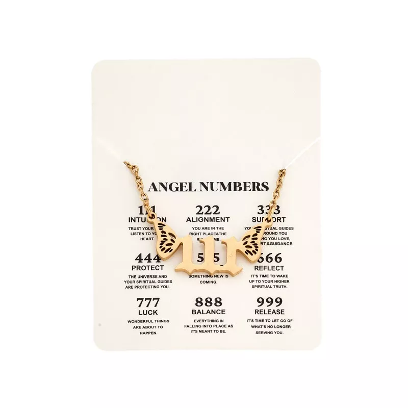Κολιέ Senza Stainless Steel Gold Plated, Angel Numbers