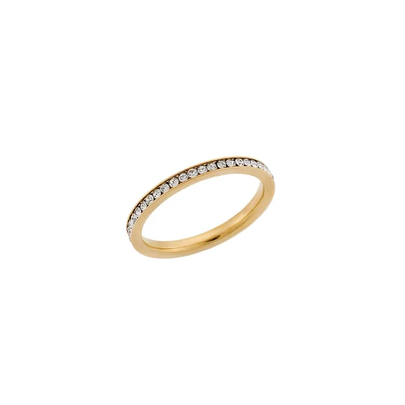 Δαχτυλίδι Senza Gold Plated Steel, Ολόβερο με λευκές πέτρες