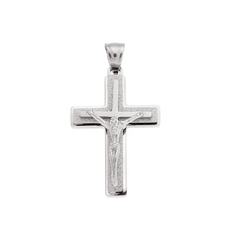 Μοτίφ Senza Men's Steel, Σταυρός με τον Εσταυρωμένο από ατσάλι