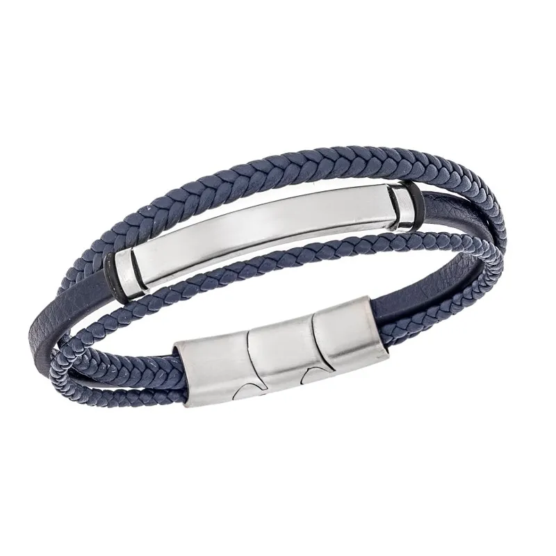 Βραχιόλι Senza Men's Steel Blue Leather Strap