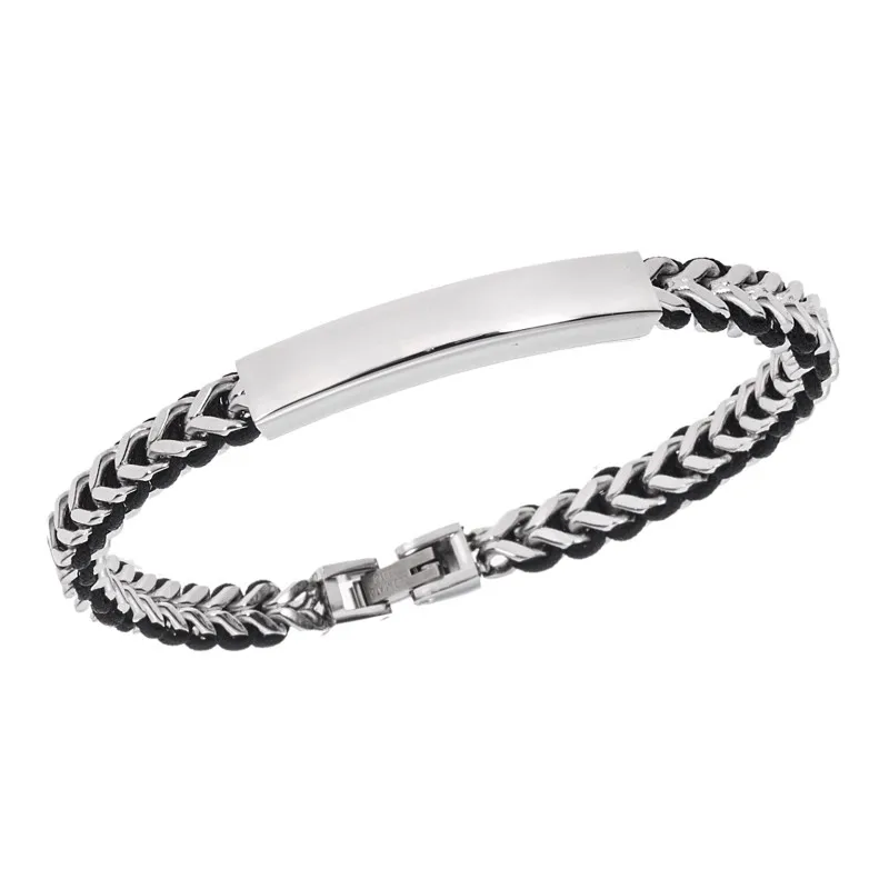 Βραχιόλι Senza Men's Steel, με ασημί ταυτότητα