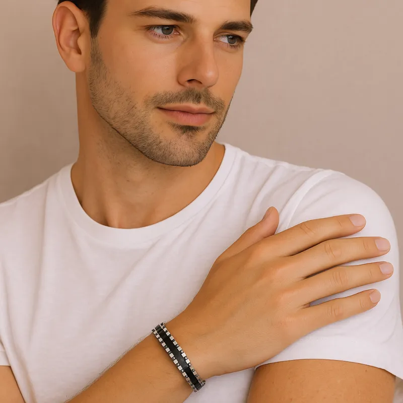 Βραχιόλι Senza Men's Black Stainless Steel
