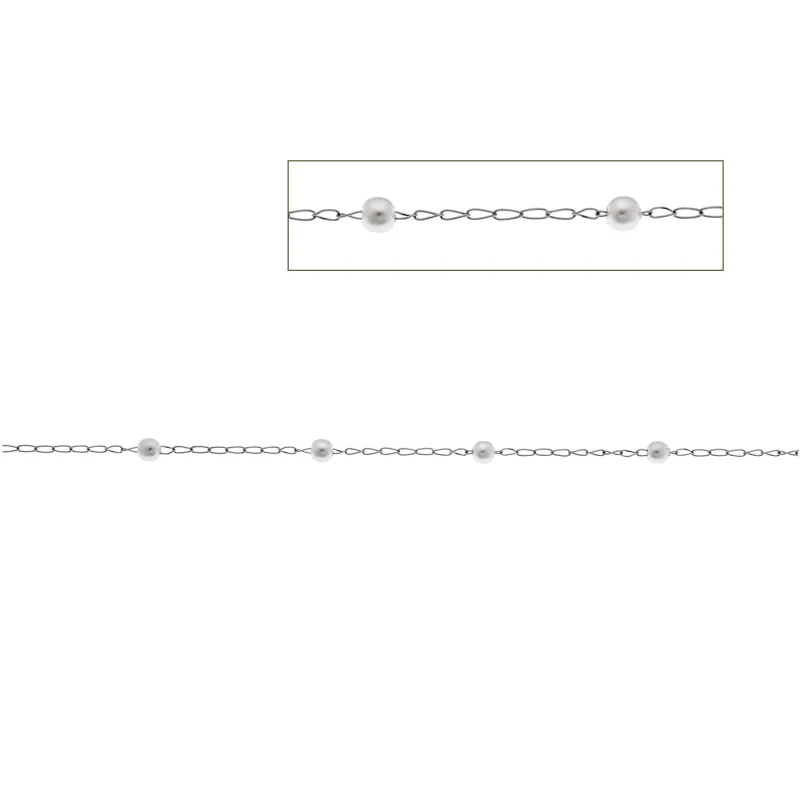 Καδένα Senza Gold Plated Stainless Steel  με Πέρλες 1 Μέτρο