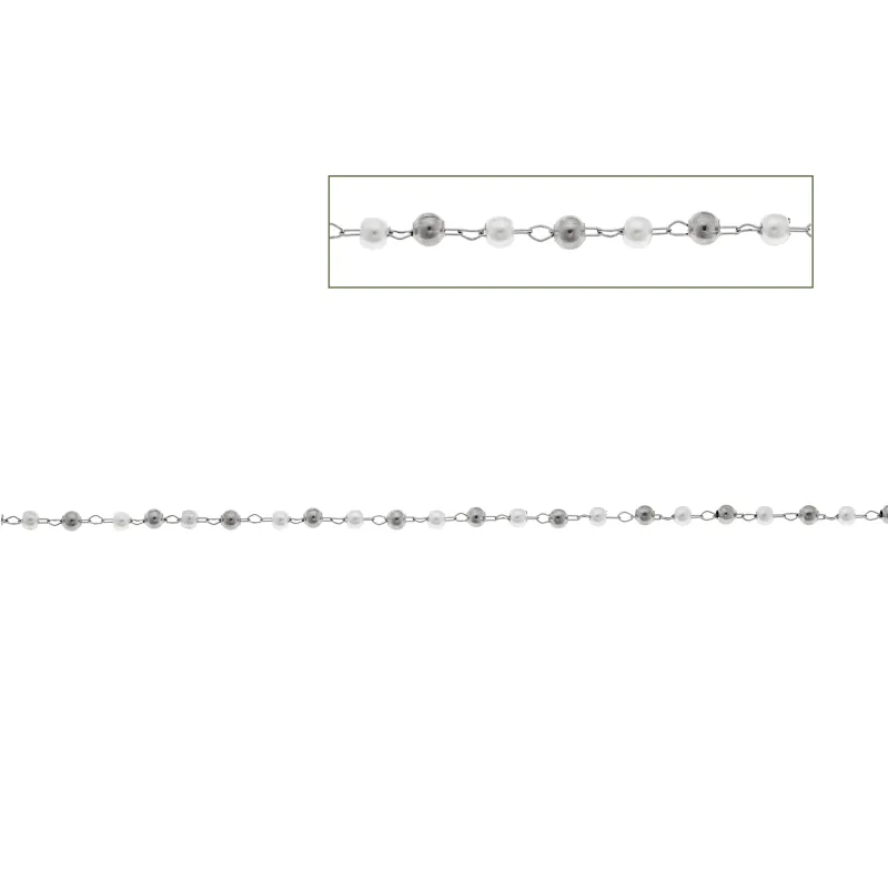 Καδένα Senza Gold Plated Stainless Steel  με Πέρλες 1 Μέτρο