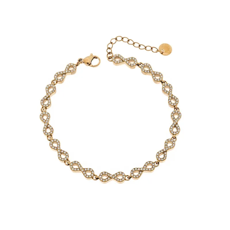 Βραχιόλι Γυναικείο SENZA Stainless Steel Gold Plated, άπειρα με πέτρες