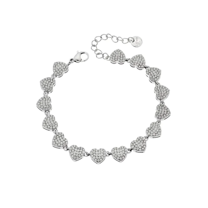 Βραχιόλι Γυναικείο SENZA Stainless Steel, καρδούλες με πέτρες
