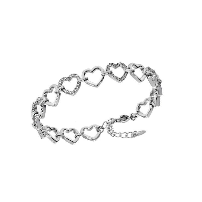 Βραχιόλι Γυναικείο SENZA Stainless Steel , καρδούλες με πέτρες