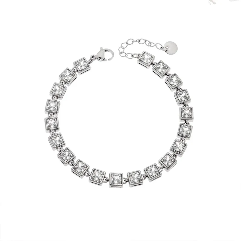 Βραχιόλι Γυναικείο SENZA Stainless Steel , ριβιέρα με τετράγωνες πέτρες