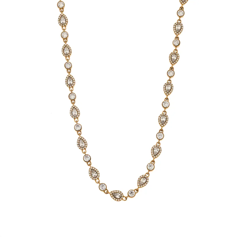 Κολίε Γυναικείο SENZA Stainless Steel Gold Plated, ριβιέρα με οβάλ πέτρες
