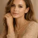 Κολίε Γυναικείο SENZA Stainless Steel Gold Plated, ριβιέρα με οβάλ πέτρες