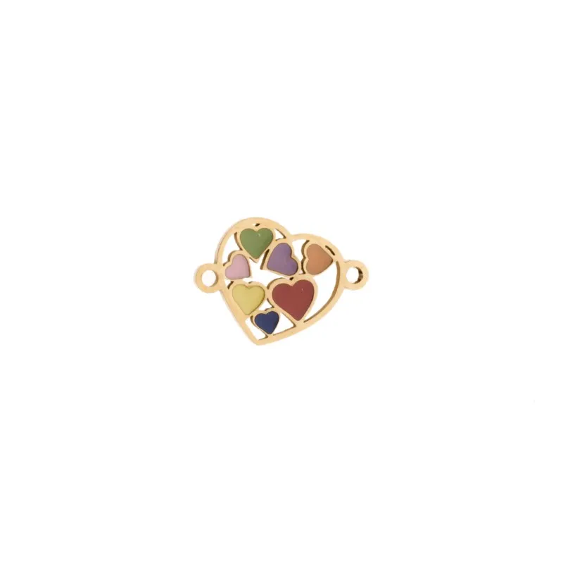 Charm SENZA Goldplated Stainless Steel Rainbow Heart