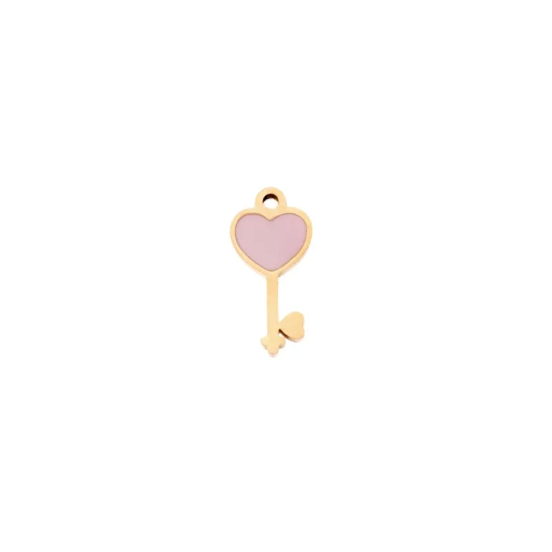 Charm SENZA Goldplated Stainless Steel Key Heart