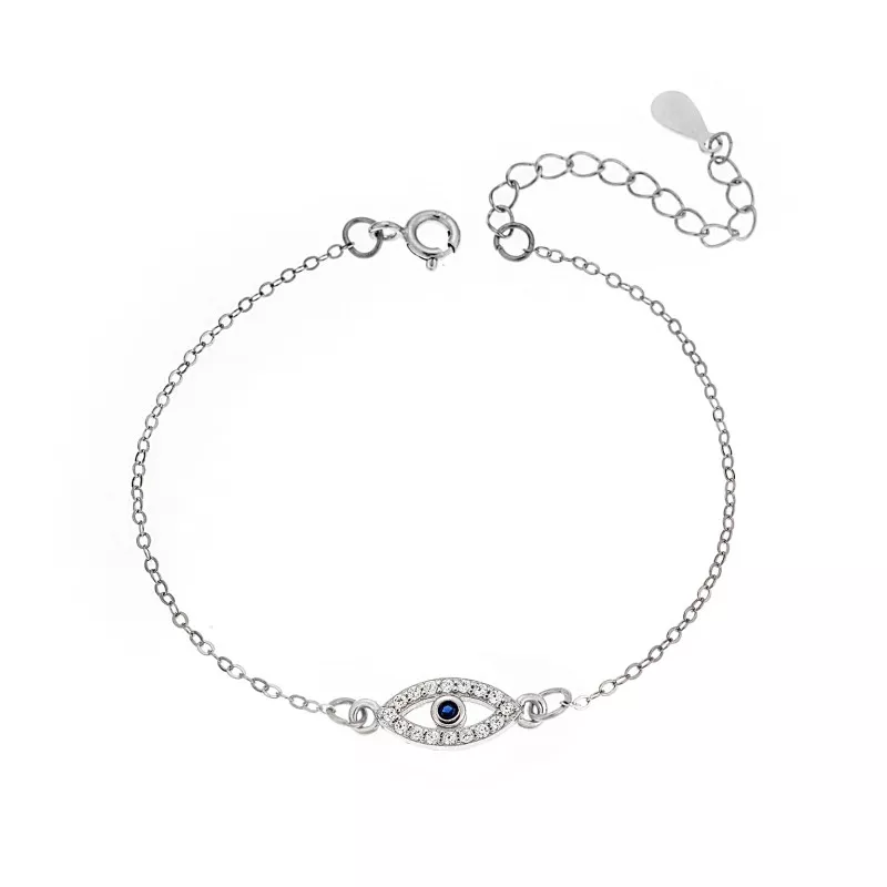Βραχιόλι Senza Silver 925, ματάκι με ζιργκόν