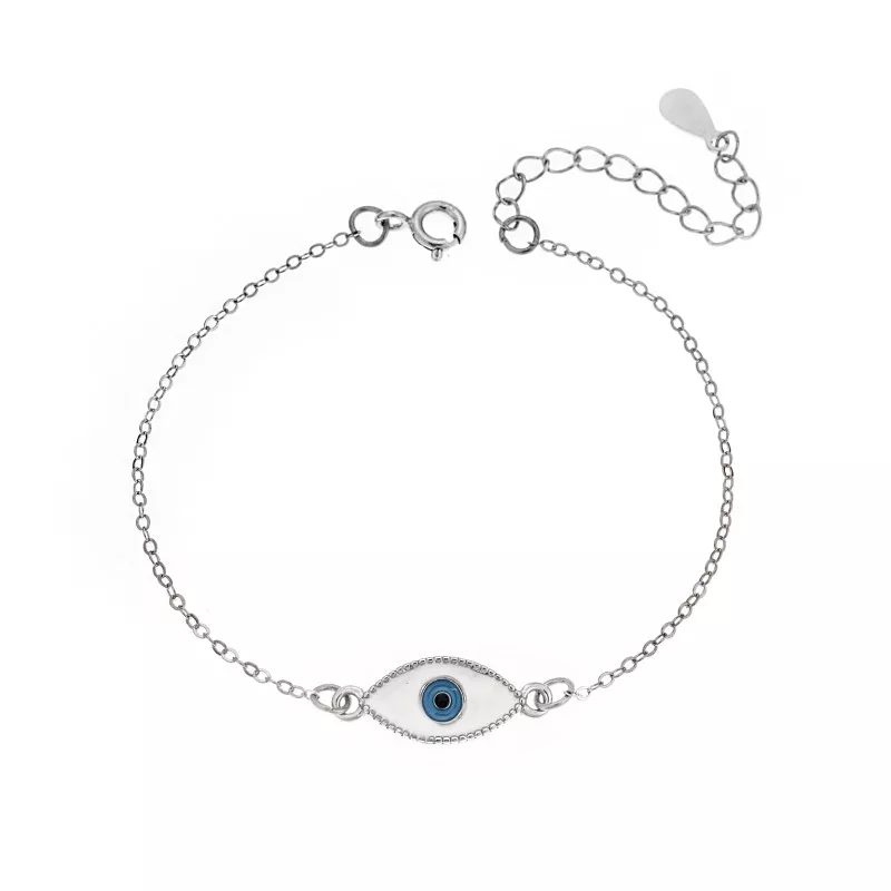 Βραχιόλι Senza Silver 925, ματάκι με σμάλτο