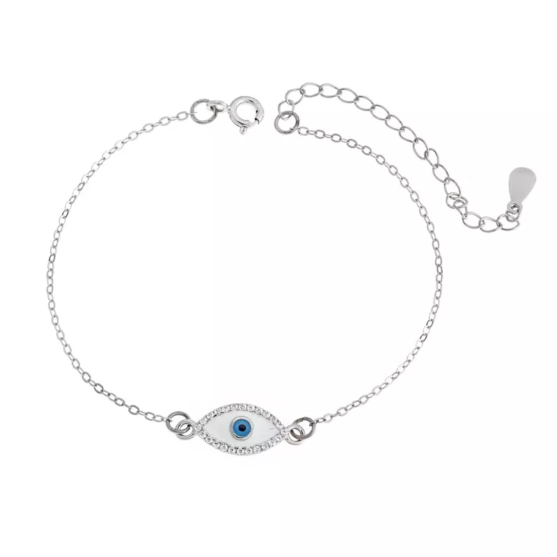 Βραχιόλι Senza Silver 925, επιπλατινωμένο Ματάκι με ζιργκόν πέτρες