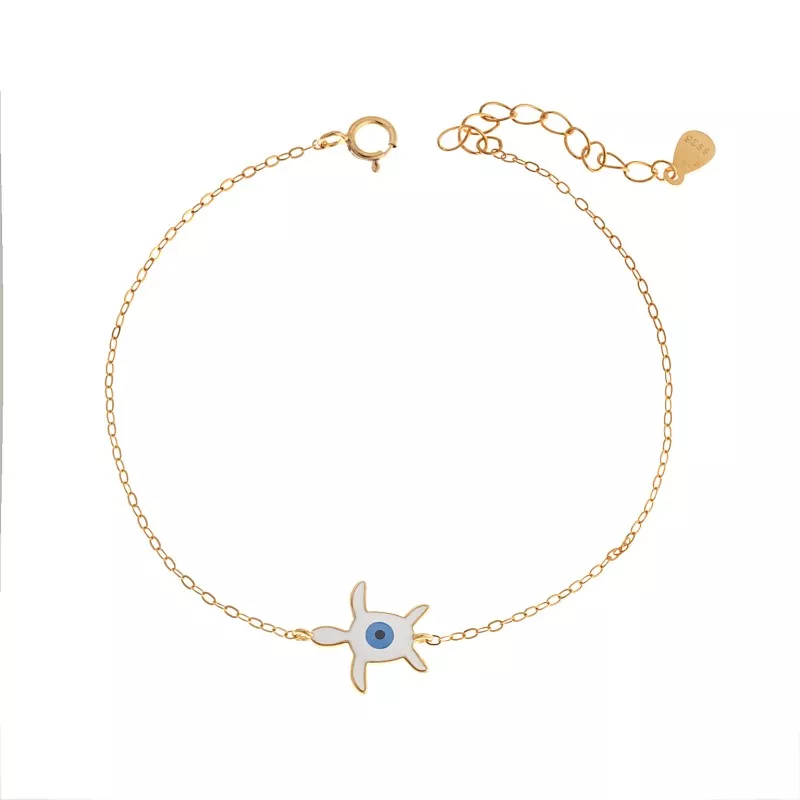 Βραχιόλι Senza Silver 925 Gold Plated, Χελώνα με μάτι