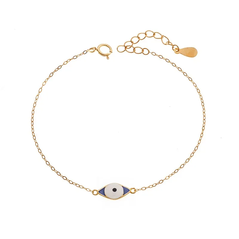 Βραχιόλι Senza Silver 925 Gold Plated, Μάτι με σμάλτο