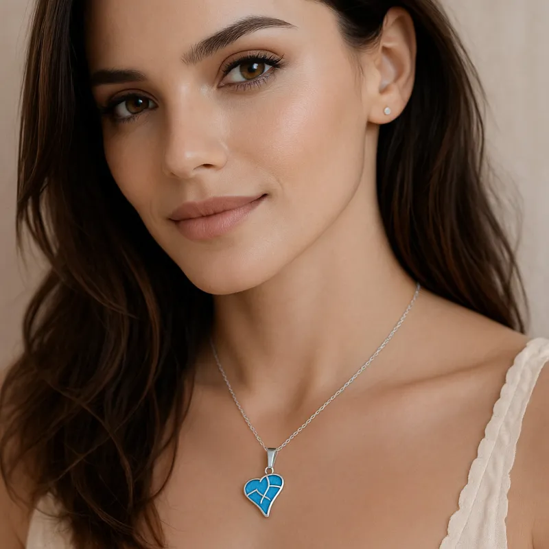 Μοτίφ Senza από ασήμι 925, καρδιά με Opal
