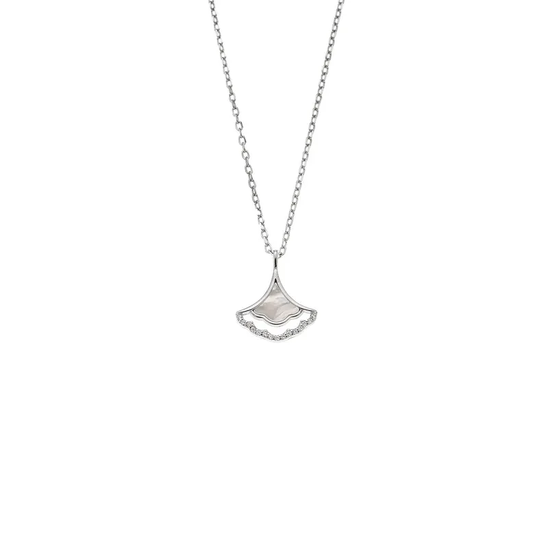 Κολιέ SENZA Rhodium Plated Ασήμι 925 με Φίλντισι