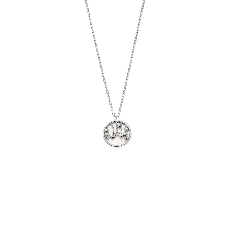 Κολιέ SENZA Rhodium Plated Ασήμι 925 με Φίλντισι