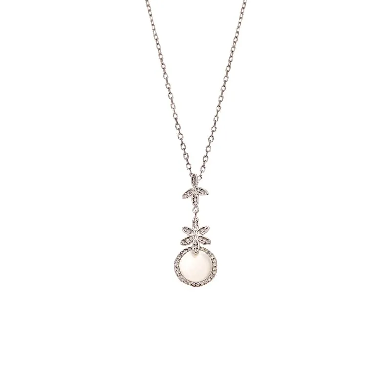 Κολιέ SENZA Rhodium Plated Ασήμι 925 με Φίλντισι