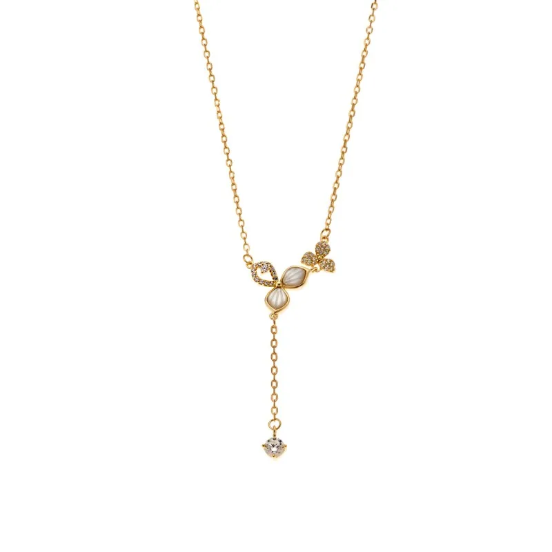 Κολιέ SENZA Flower Gold Plated Ασήμι 925 με Φίλντισι